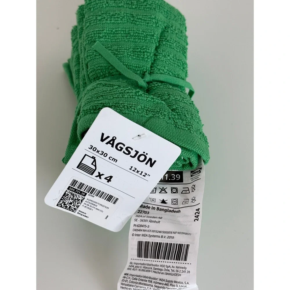 Lot of 8 IKEA Vagsjon Washcloths Towels Green 12